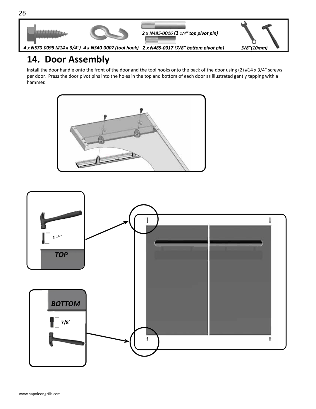 Napoleon Grills LD485RSIB manual Door Assembly 