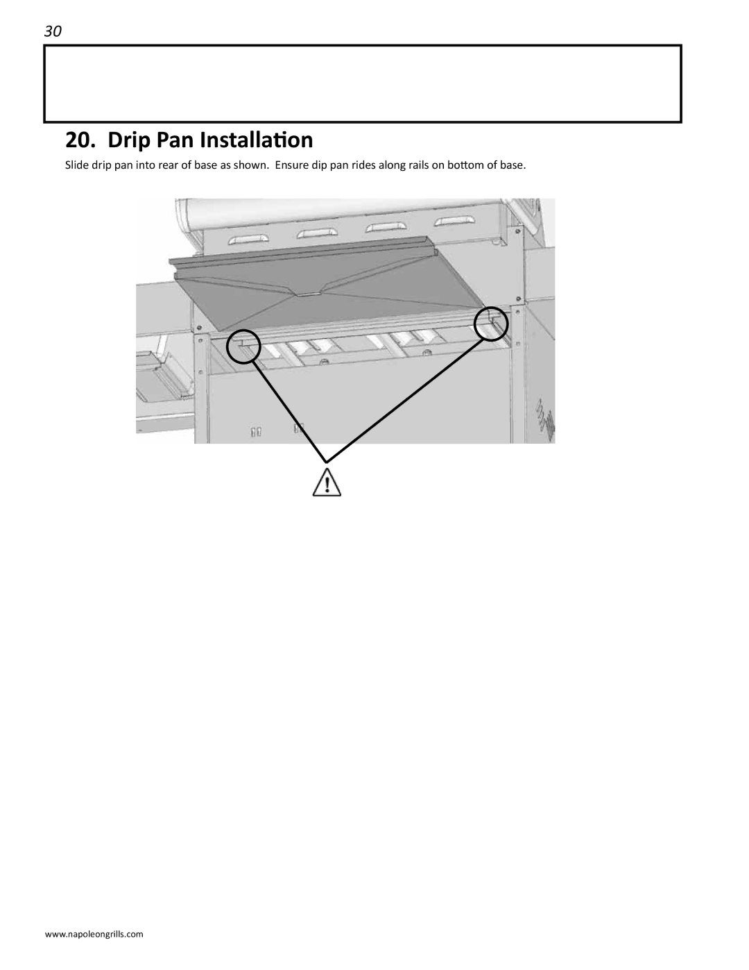 Napoleon Grills LD485RSIB manual Drip Pan Installation 