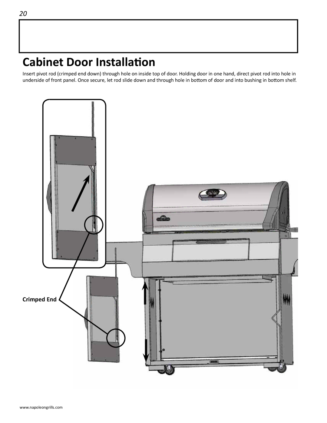 Napoleon Grills M605RBCSS manual Cabinet Door Installation 