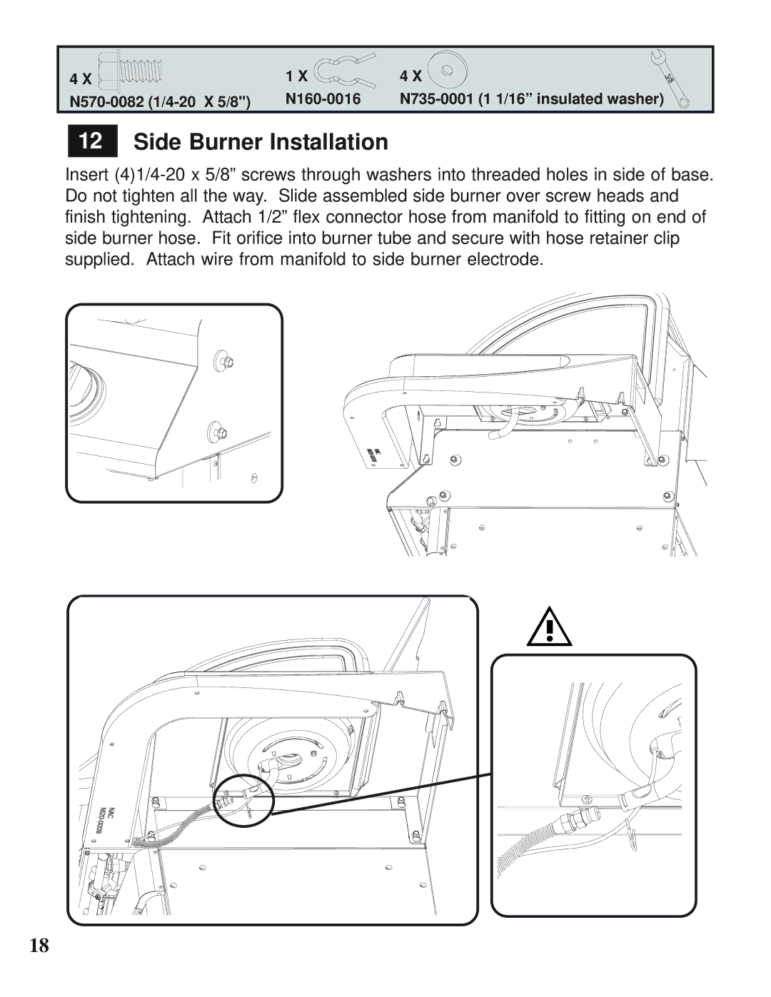 Napoleon Grills MIRAGE 485 operating instructions Side Burner Installation 