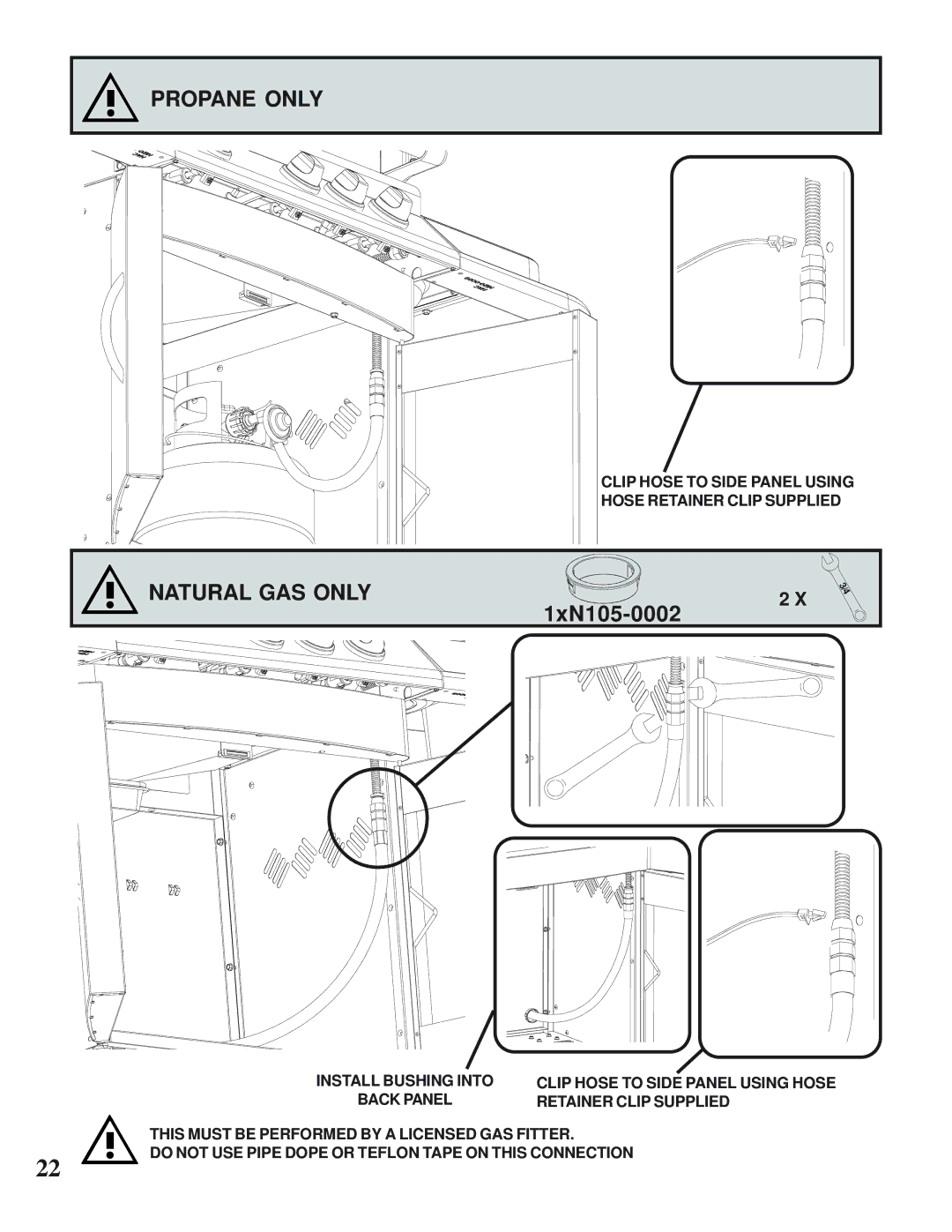 Napoleon Grills MIRAGE 485 operating instructions Natural GAS only, 1xN105-0002 