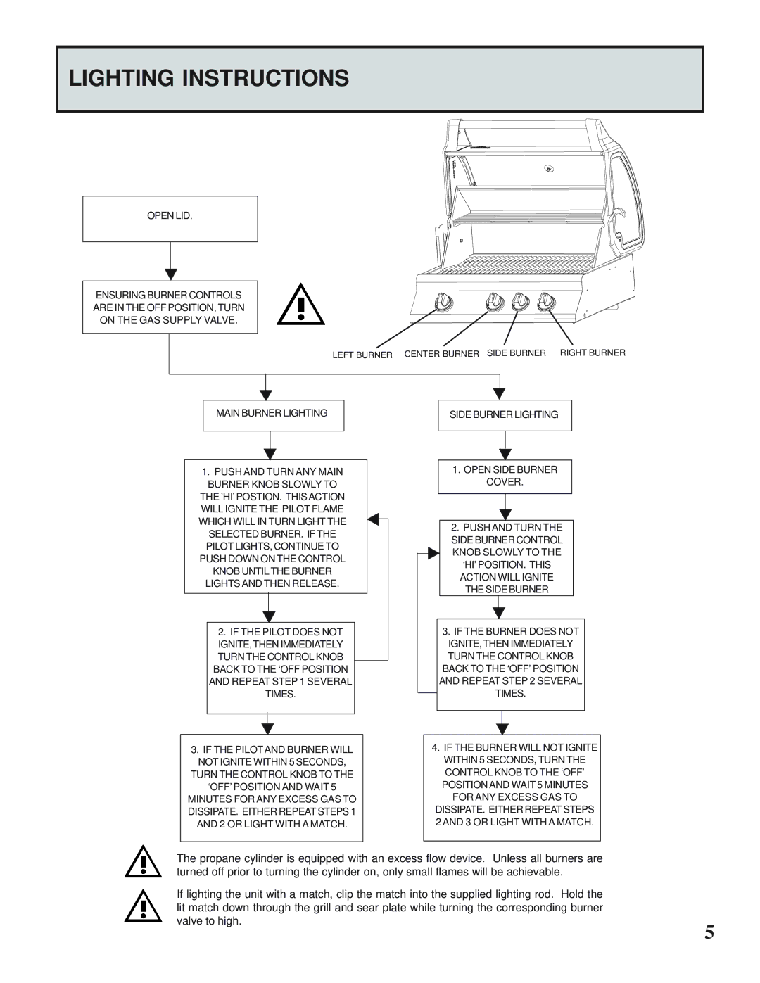 Napoleon Grills MIRAGE 485 operating instructions Lighting Instructions 