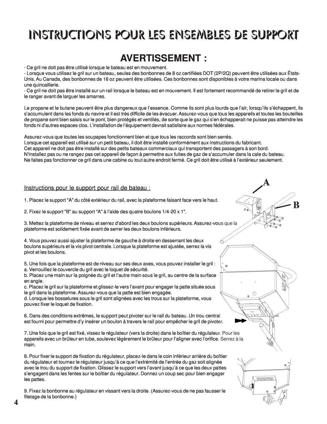 Napoleon Grills N415-0117 Instructions pour le support pour rail de bateau, Instructions Pour Les Ensembles De Support 