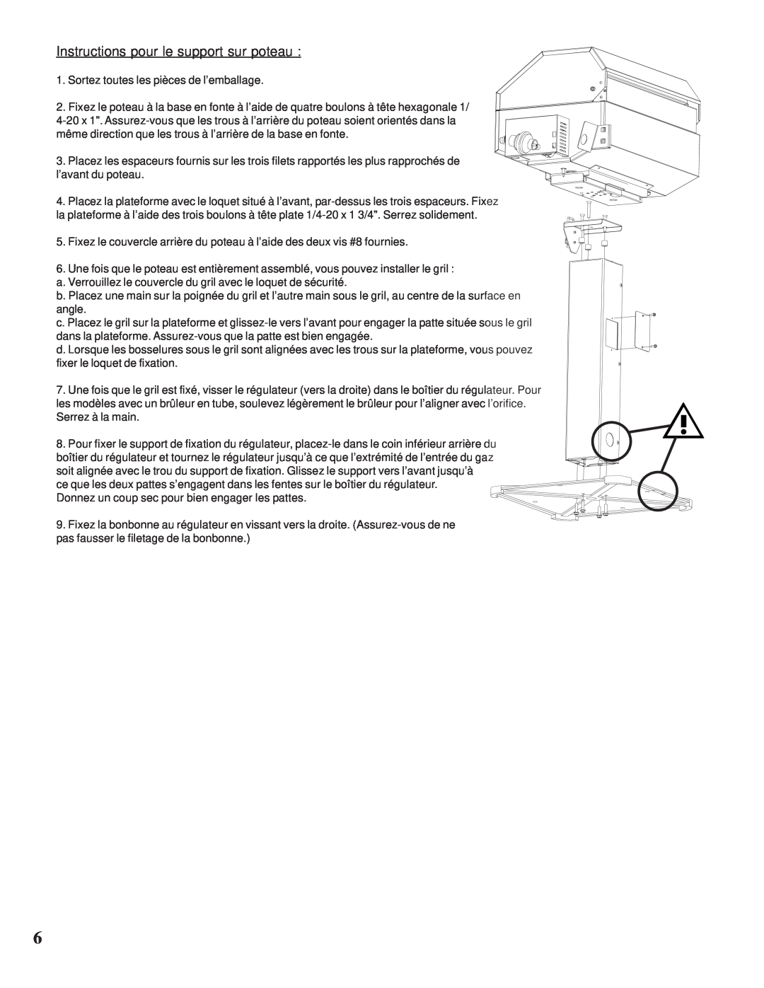 Napoleon Grills N415-0117 manual Instructions pour le support sur poteau 