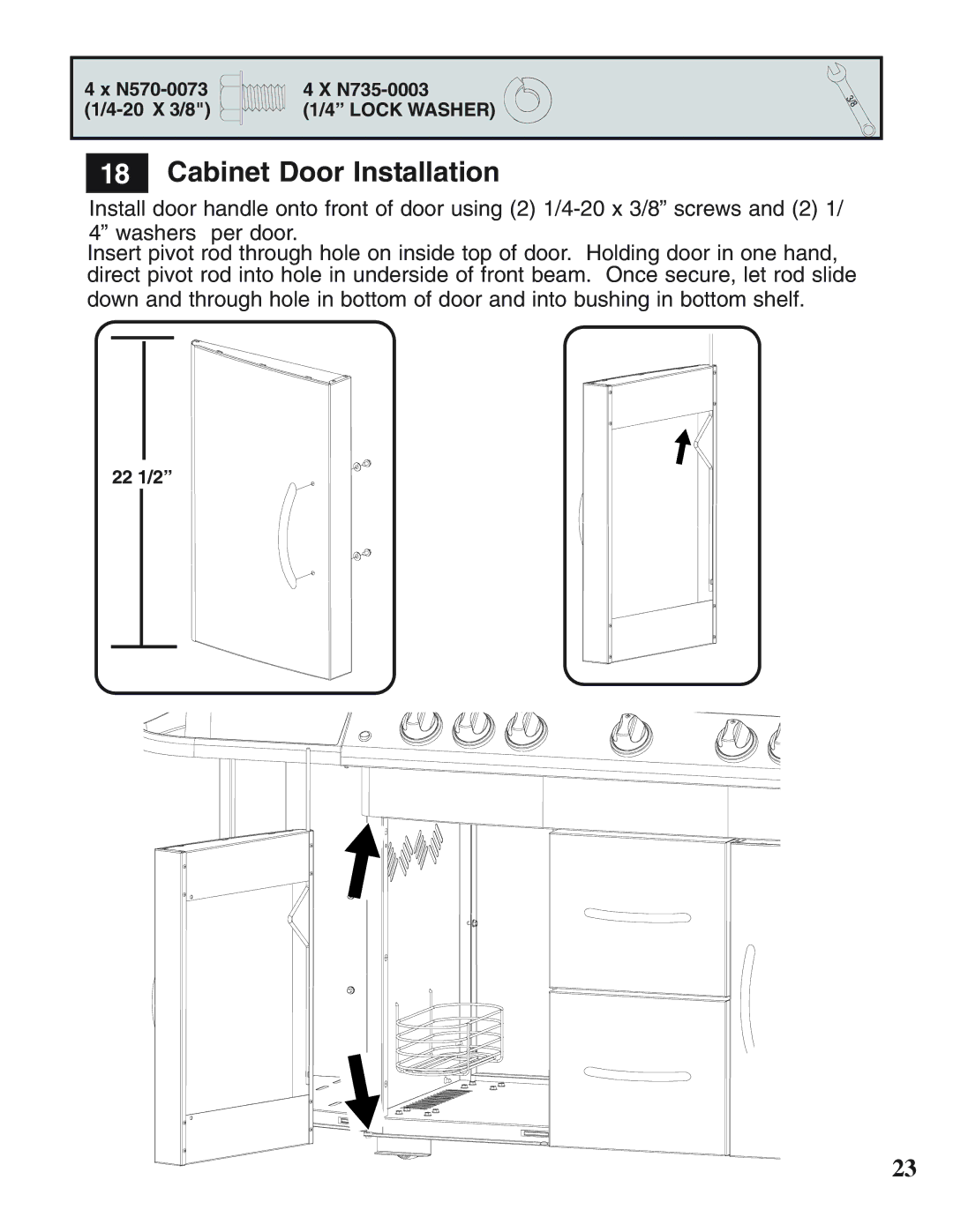 Napoleon Grills N415-0158 operating instructions Cabinet Door Installation 