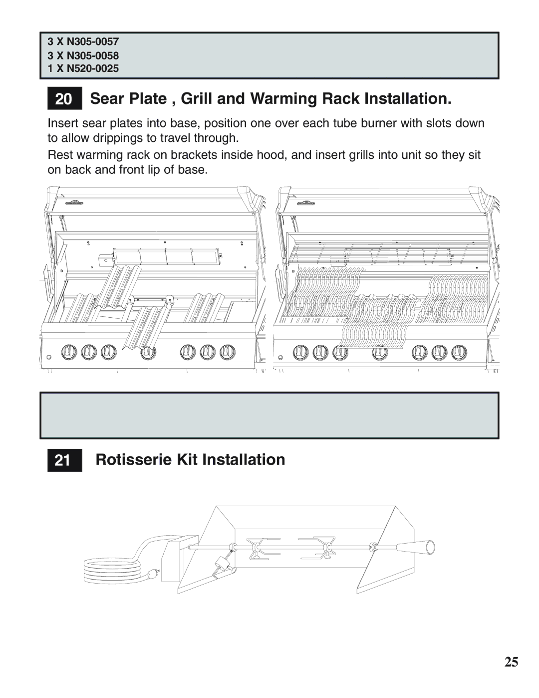 Napoleon Grills N415-0158 Sear Plate , Grill and Warming Rack Installation, Rotisserie Kit Installation 