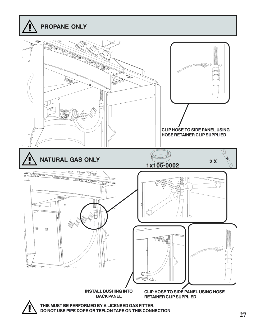 Napoleon Grills N415-0158 operating instructions Natural GAS only, 1x105-0002 