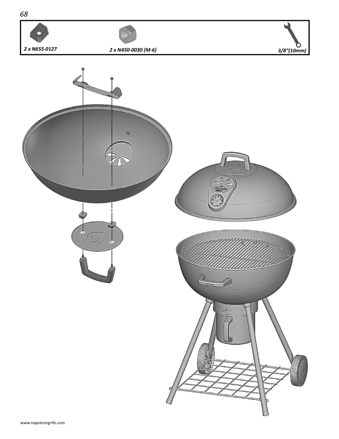 Napoleon Grills NK22CK-L manual N655-0127 N450-0030 M-6 810mm 