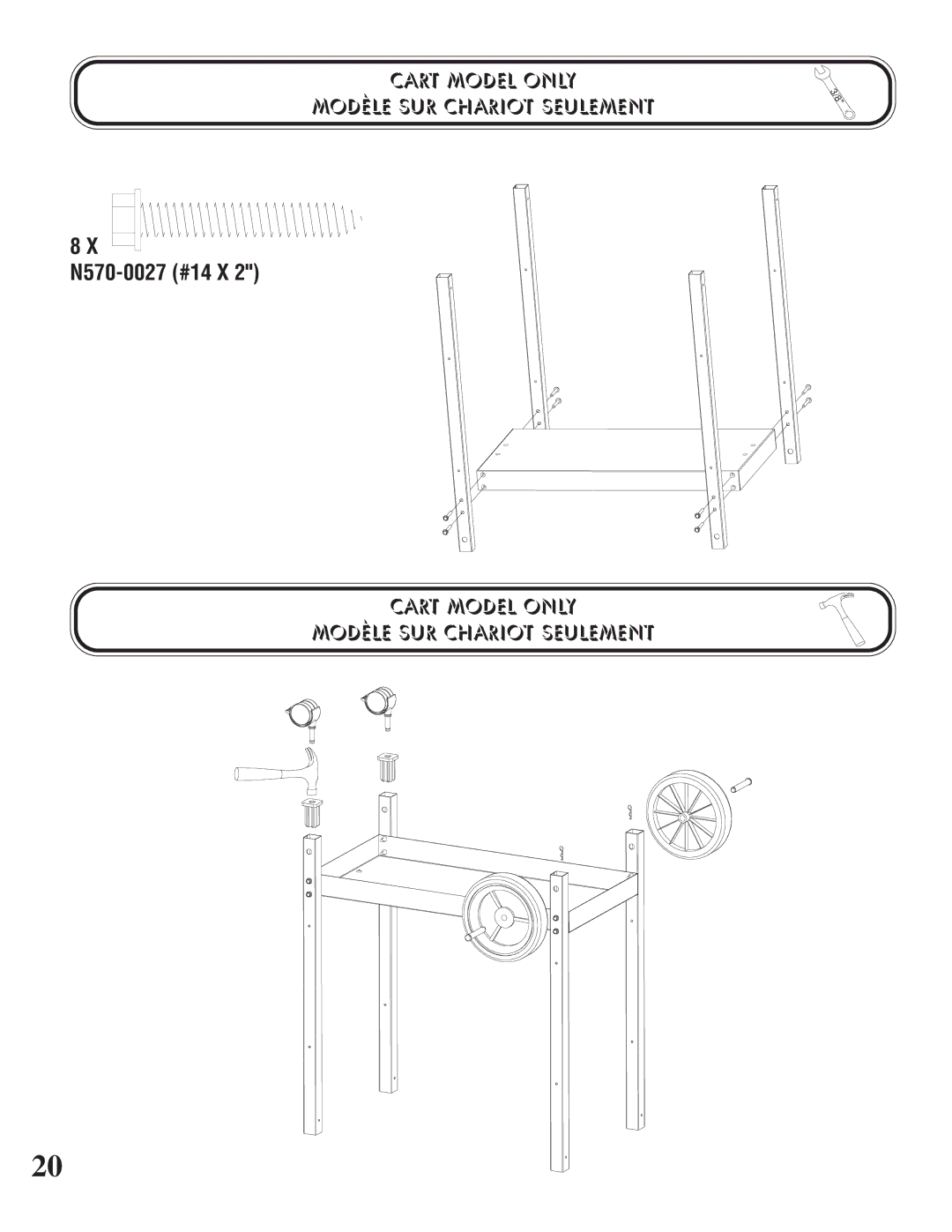 Napoleon Grills P405 PEDESTAL, U405 CART manual N570-0027 #14 X 