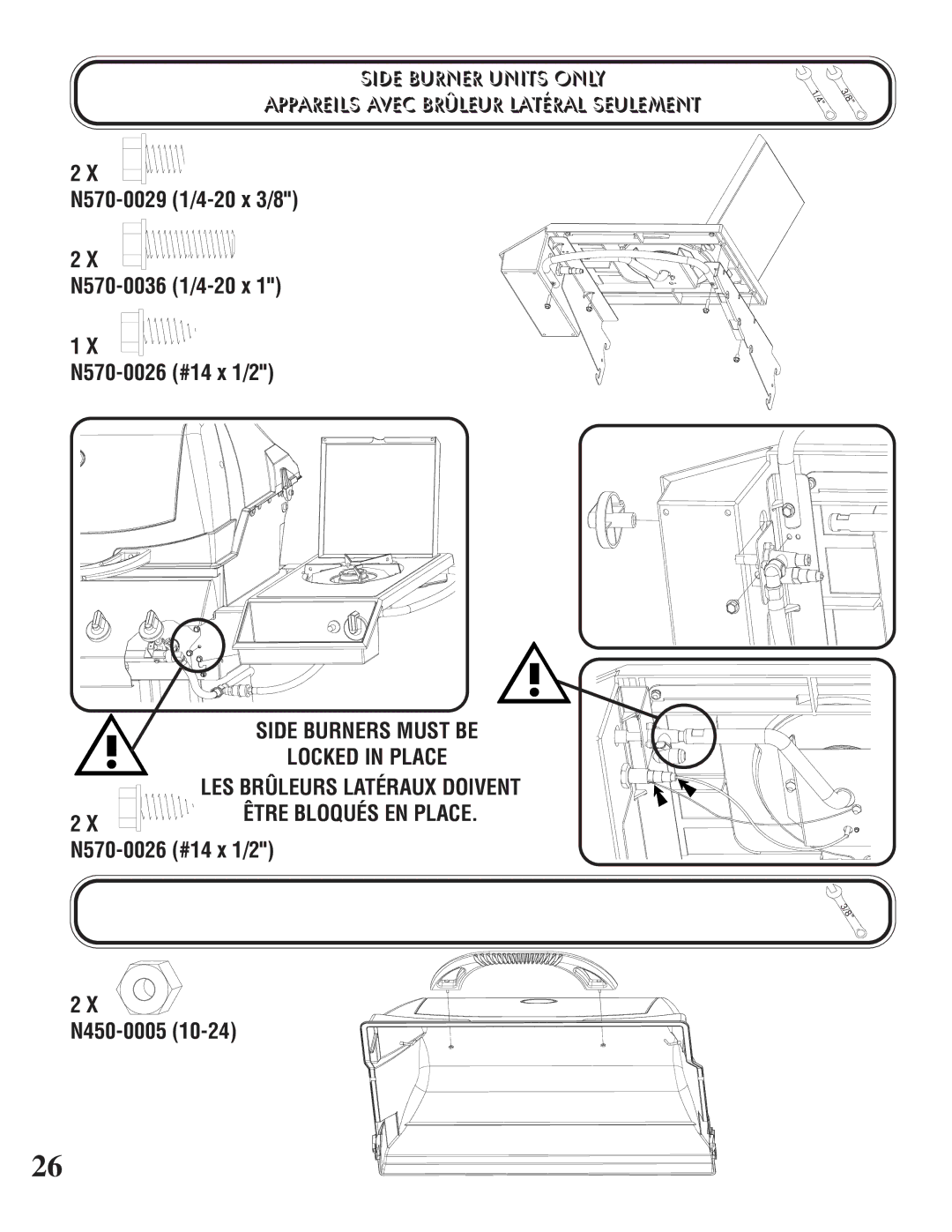 Napoleon Grills P405 PEDESTAL, U405 CART manual N570-0026 #14 x 1/2 N450-0005 