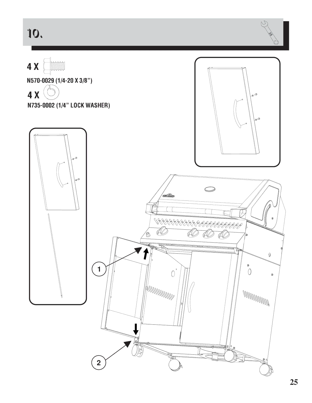 Napoleon Grills Prestige 450 manual N570-0029 1/4-20 X 3/8 N735-0002 1/4 Lock Washer 