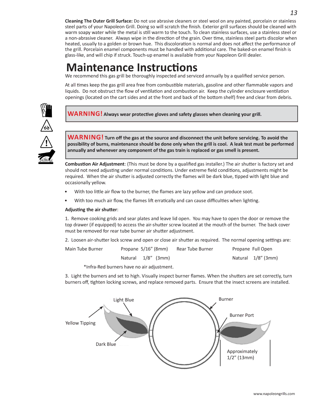 Napoleon Grills PRESTIGE 500 manual Maintenance Instructions 