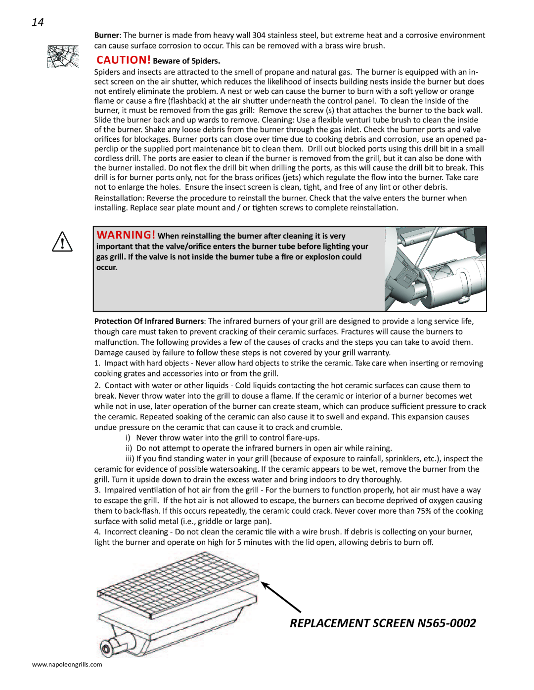 Napoleon Grills PRESTIGE 500 manual Replacement Screen N565-0002 