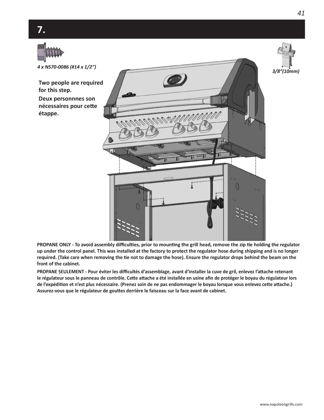 Napoleon Grills PRESTIGE 500 manual N570-0086 #14 x 1/2 810mm 