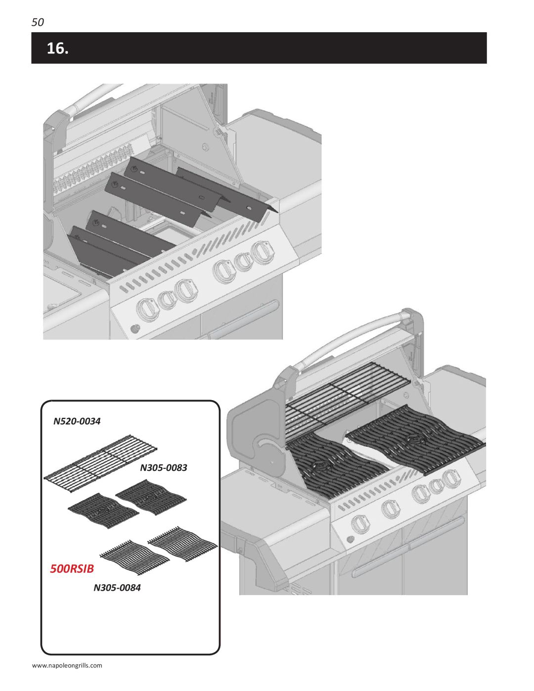 Napoleon Grills PRESTIGE 500 manual N520-0034 N305-0083 