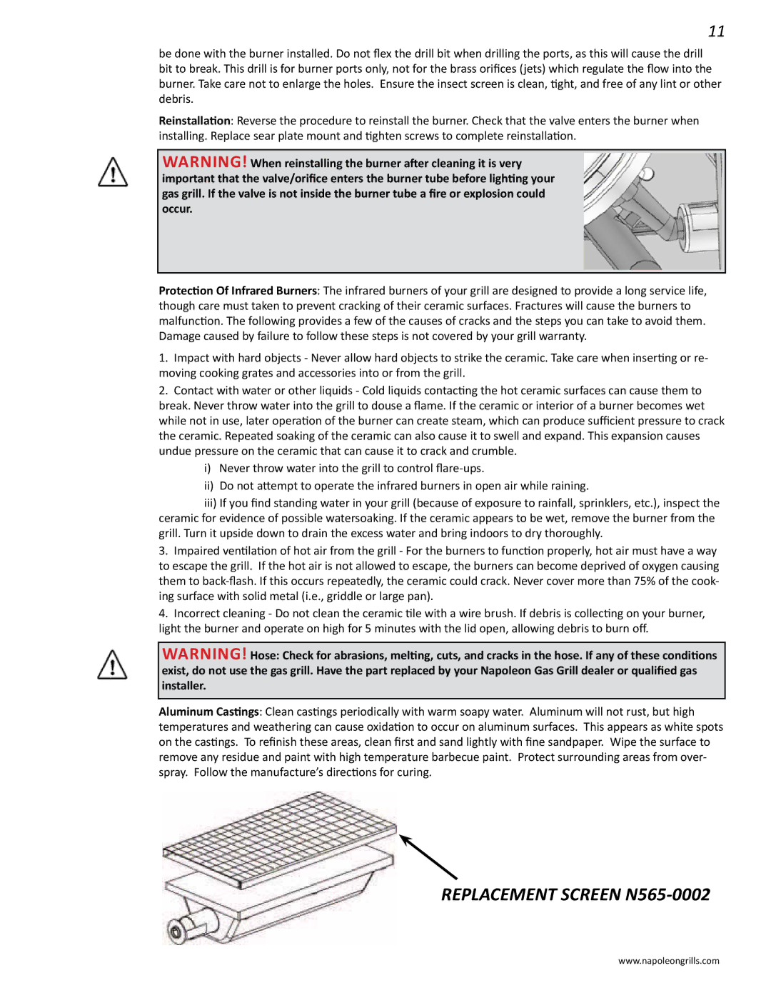 Napoleon Grills N415-0201, PRESTIGE II 450 manual Replacement Screen N565-0002 