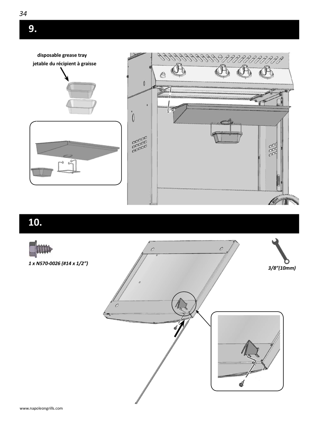 Napoleon Grills PRESTIGE II 450, N415-0201 manual Disposable grease tray jetable du récipient à graisse 