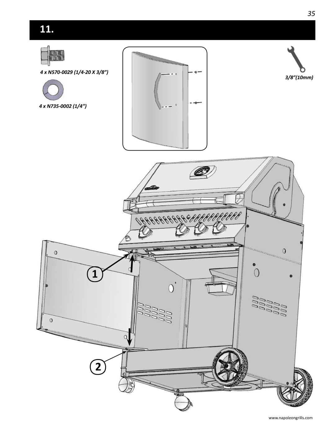 Napoleon Grills N415-0201, PRESTIGE II 450 manual N570-0029 1/4-20 X 3/8 810mm N735-0002 1/4 