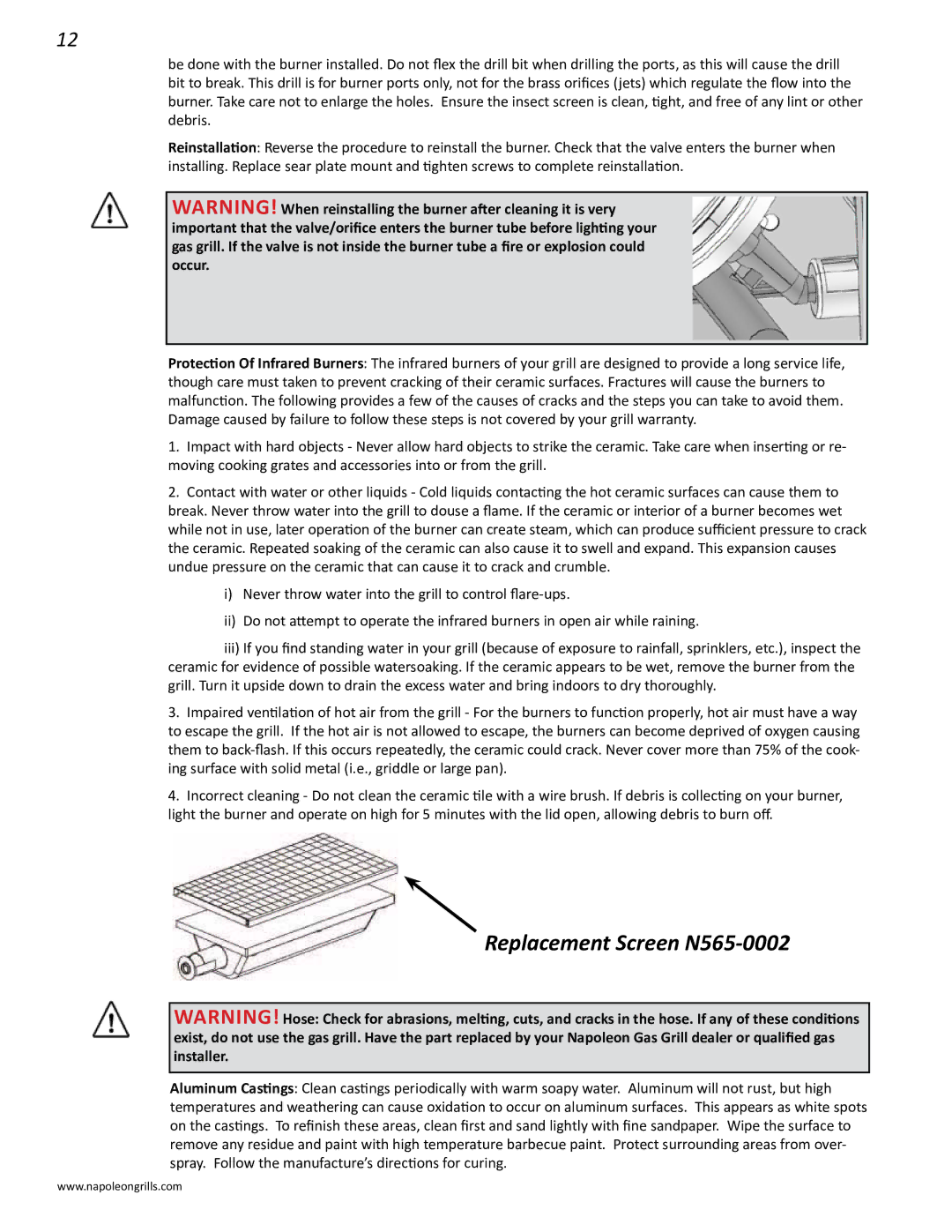 Napoleon Grills PRO 450 manual Replacement Screen N565-0002 