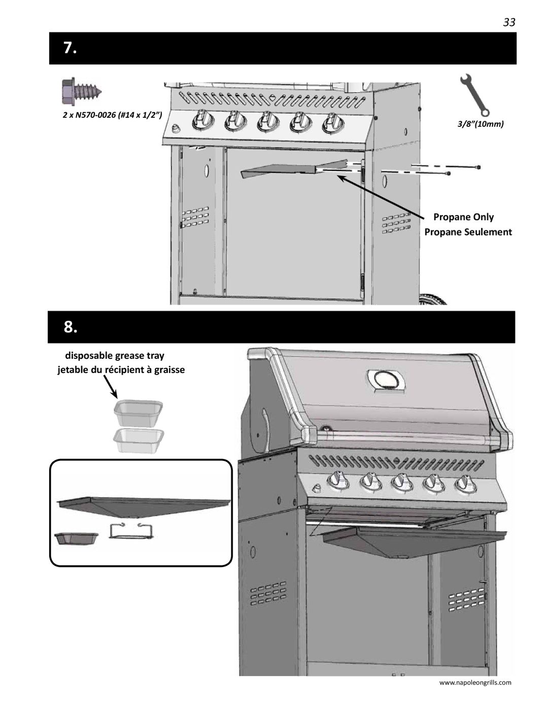 Napoleon Grills PRO 450 manual Propane Only Propane Seulement 