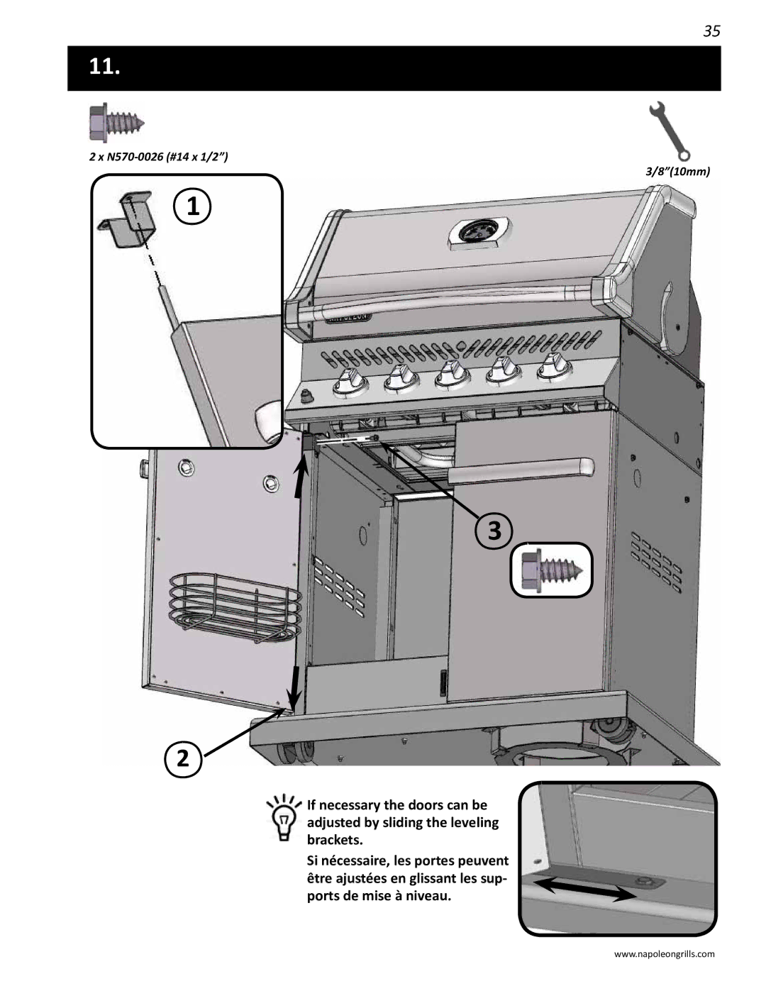 Napoleon Grills PRO 450 manual N570-0026 #14 x 1/2 810mm 