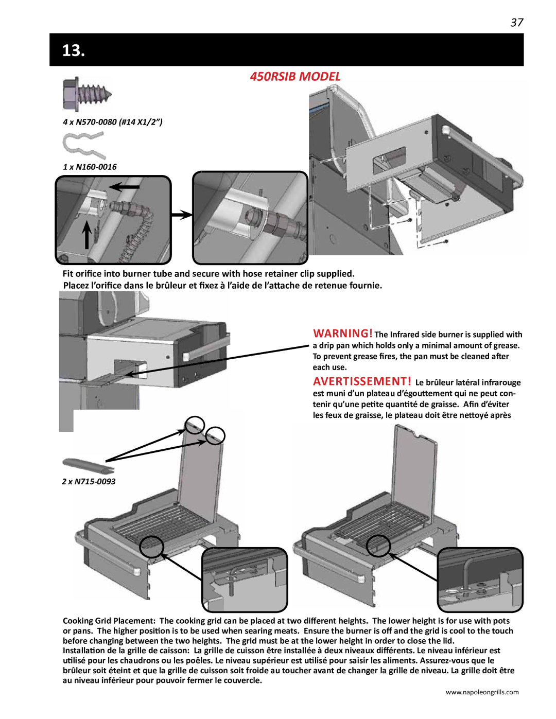 Napoleon Grills PRO 450 manual 450RSIB Model 