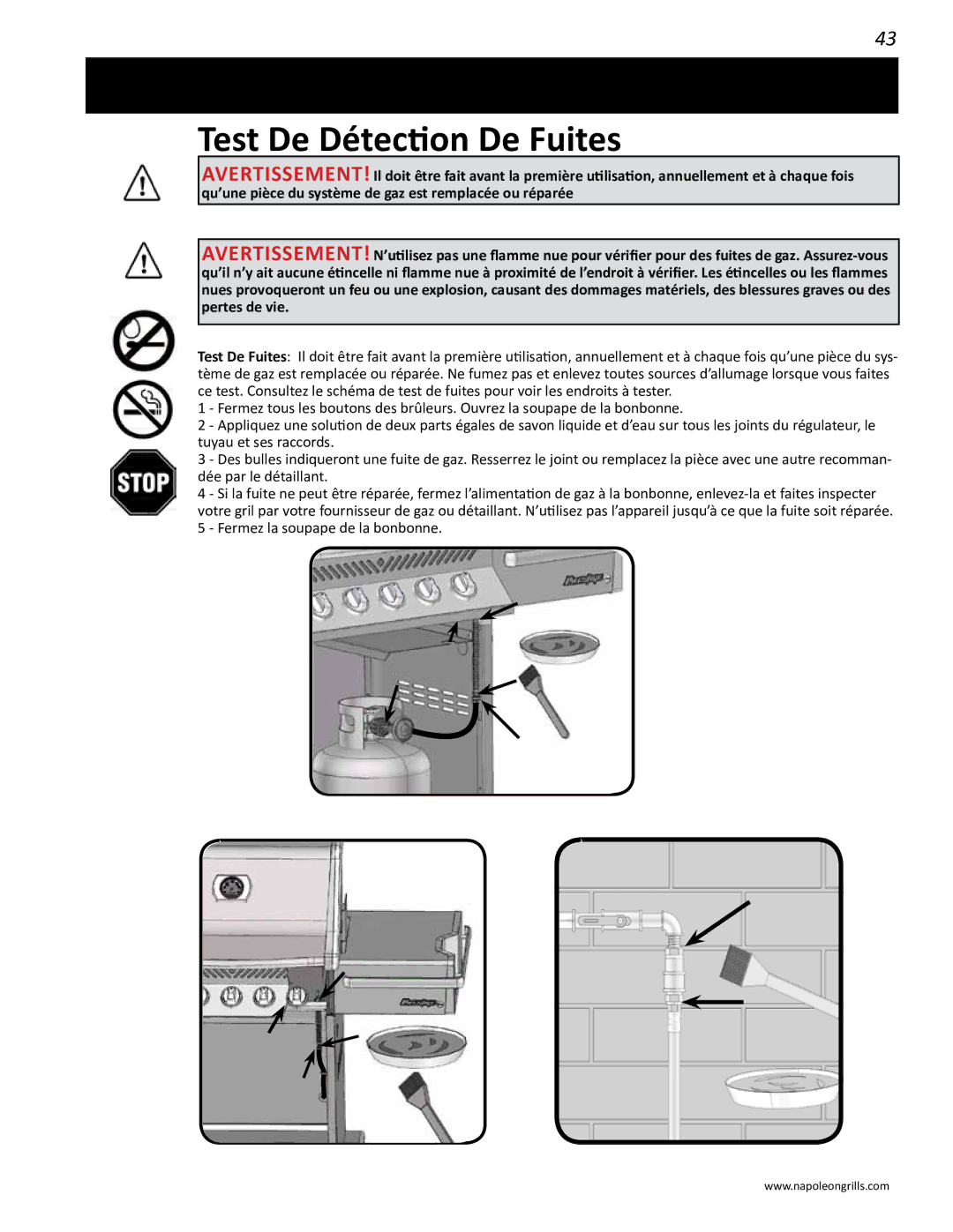 Napoleon Grills PRO 450 manual Test De Détection De Fuites 