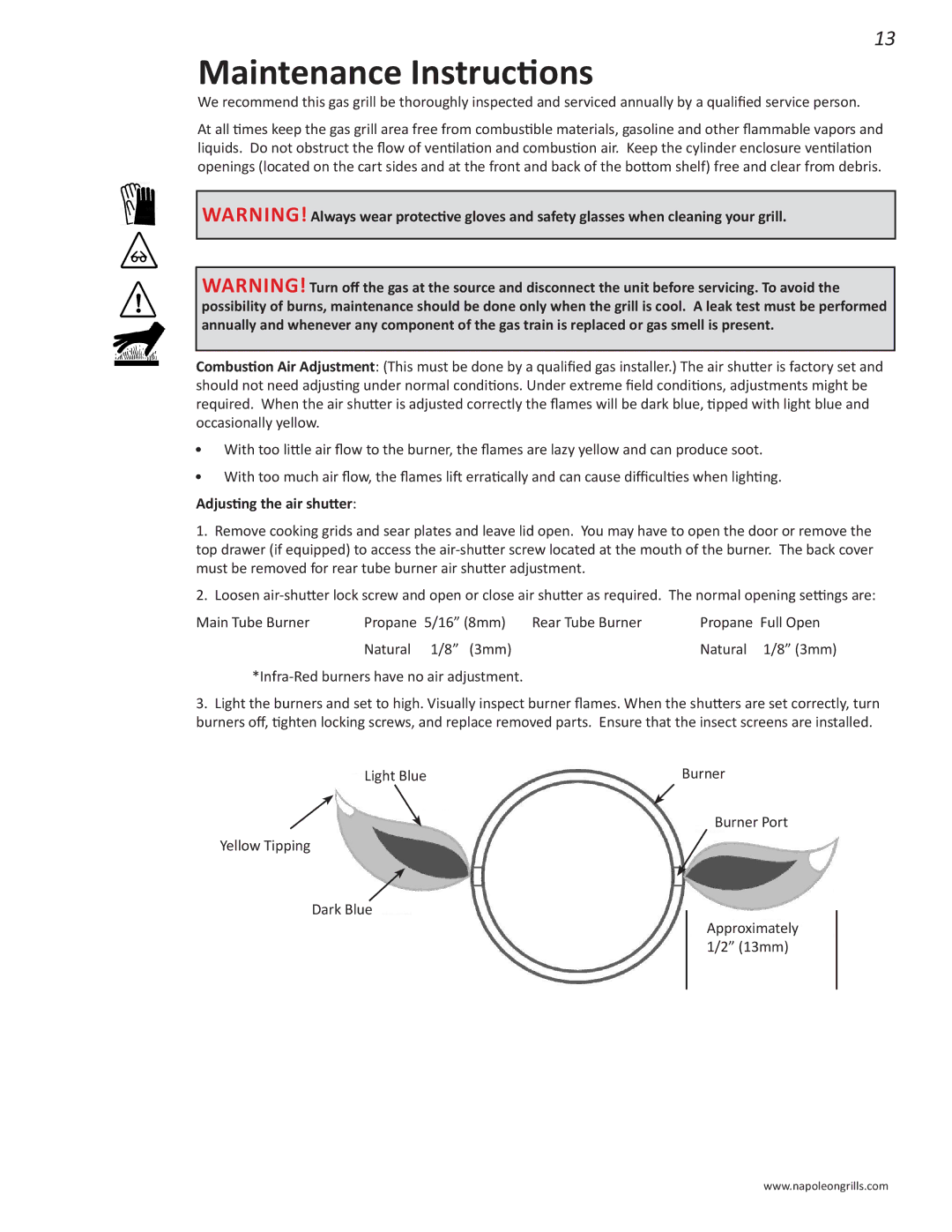 Napoleon Grills PRO 500 manual Maintenance Instructions 