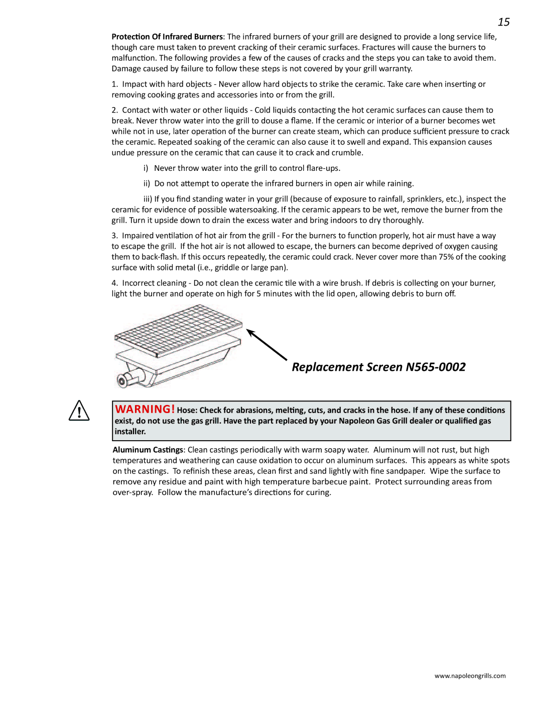 Napoleon Grills PRO 500 manual Replacement Screen N565-0002 