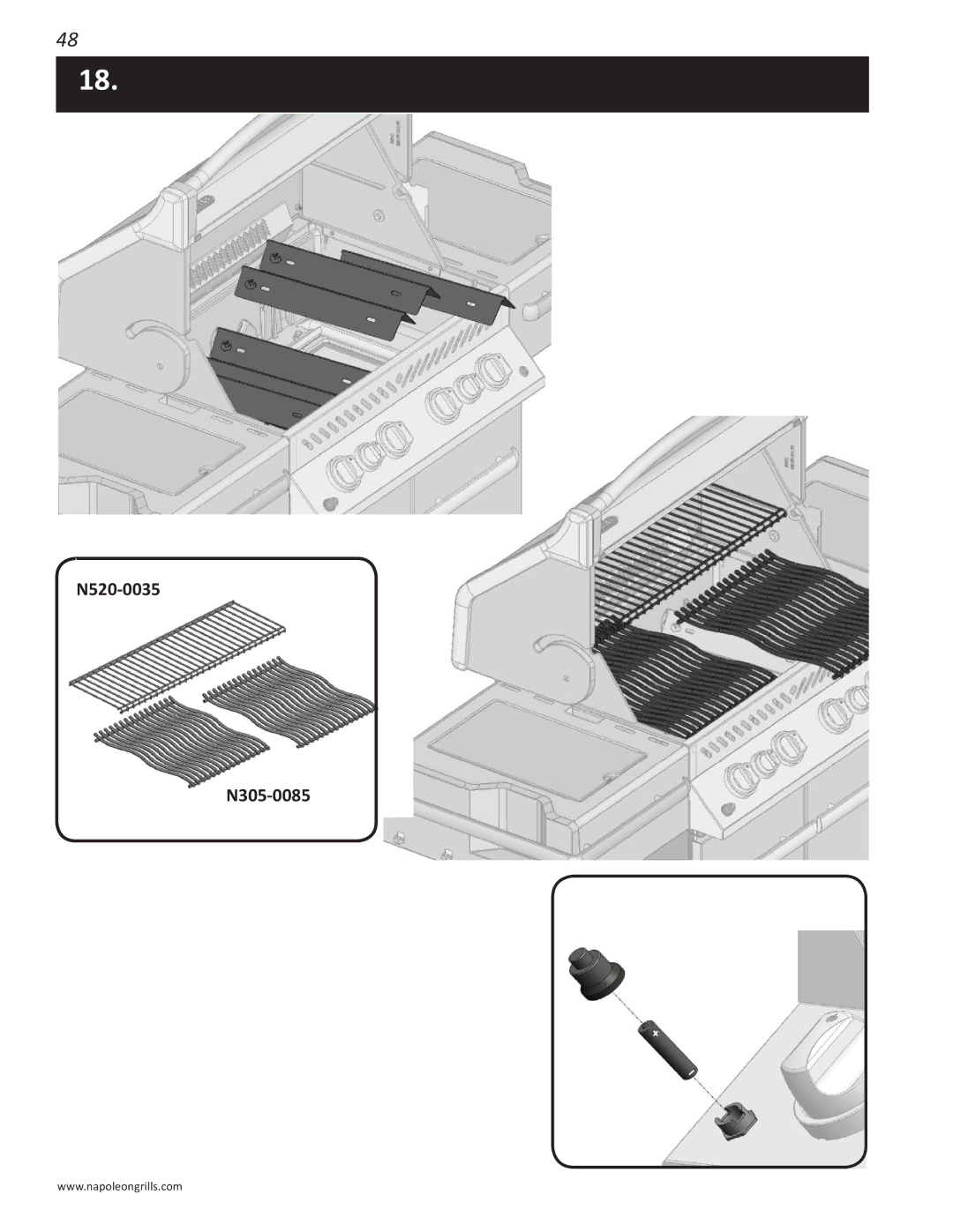 Napoleon Grills PRO 500 manual N520-0035 N305-0085 