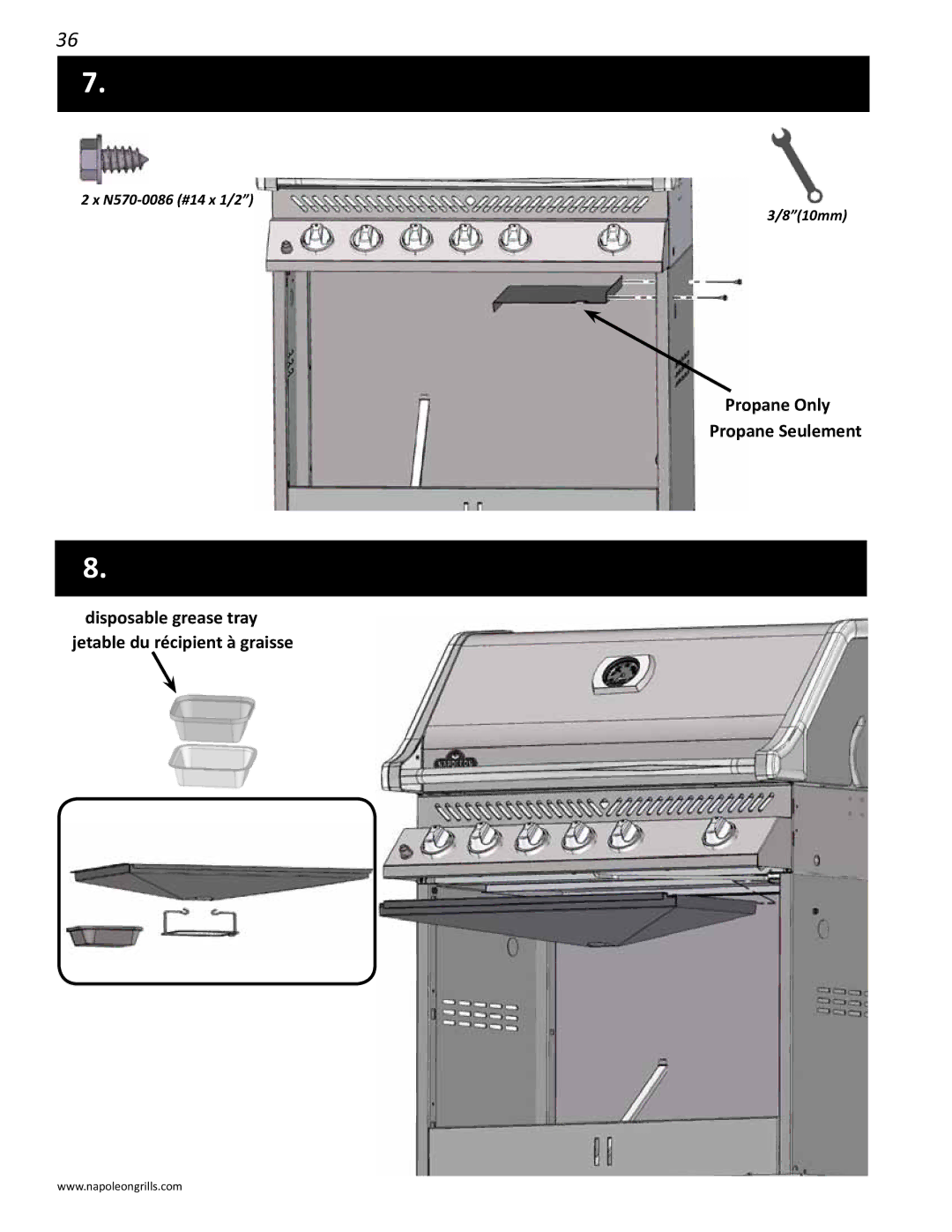 Napoleon Grills PRO 600 manual Disposable grease tray jetable du récipient à graisse 