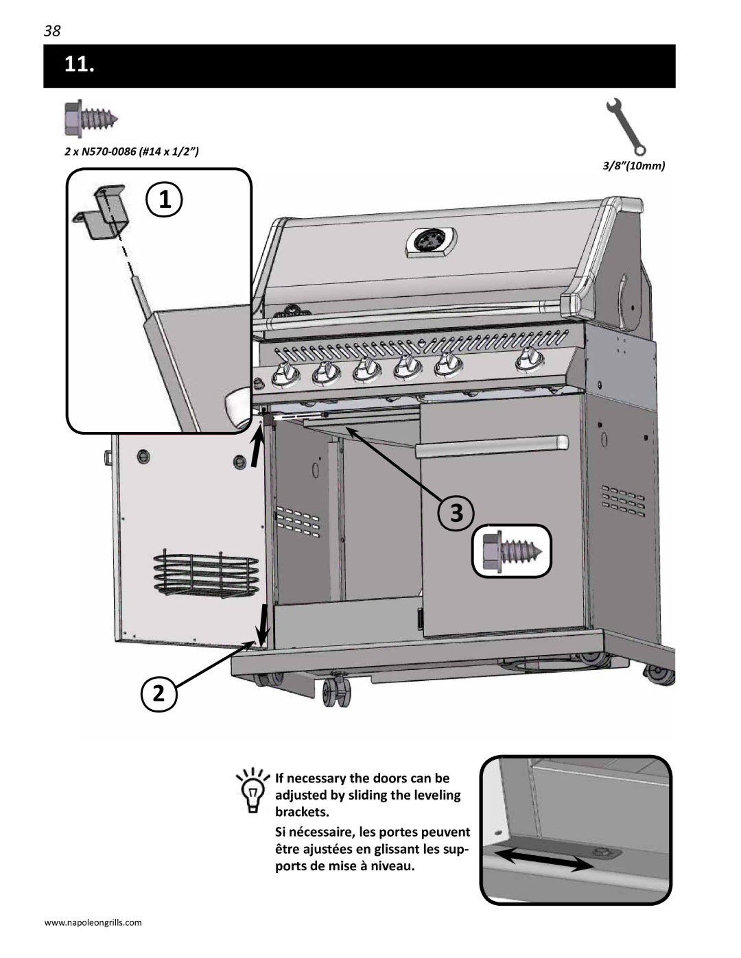 Napoleon Grills PRO 600 manual N570-0086 #14 x 1/2 810mm 