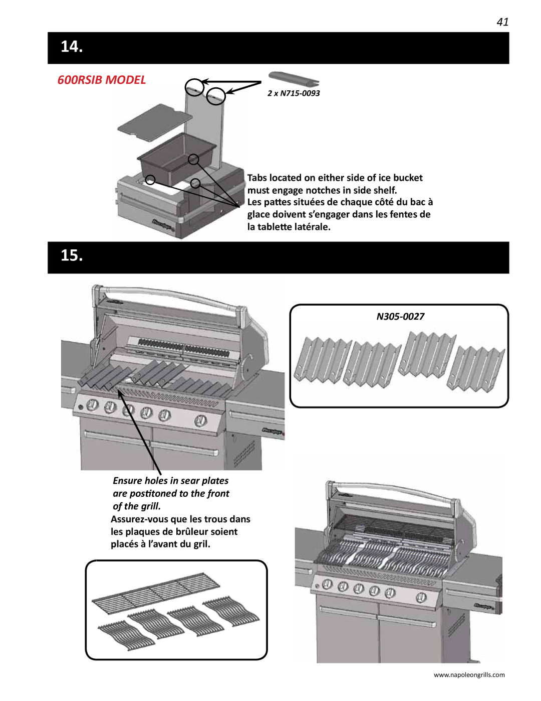 Napoleon Grills PRO 600 manual 600RSIB Model 