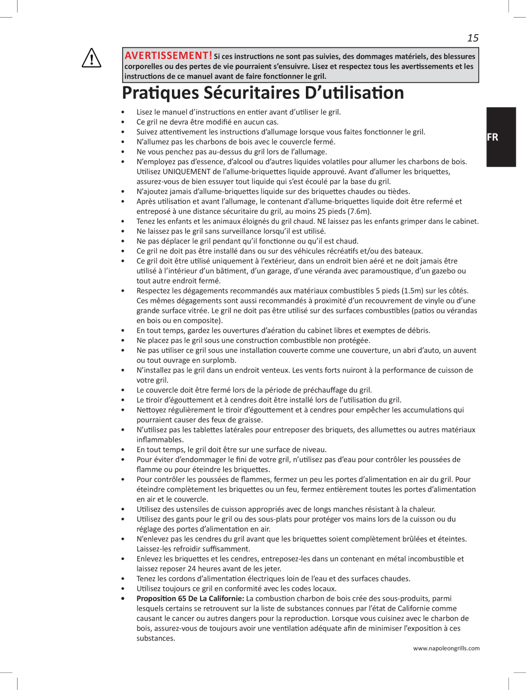 Napoleon Grills PRO22K-LEG manual Pratiques Sécuritaires D’utilisation 