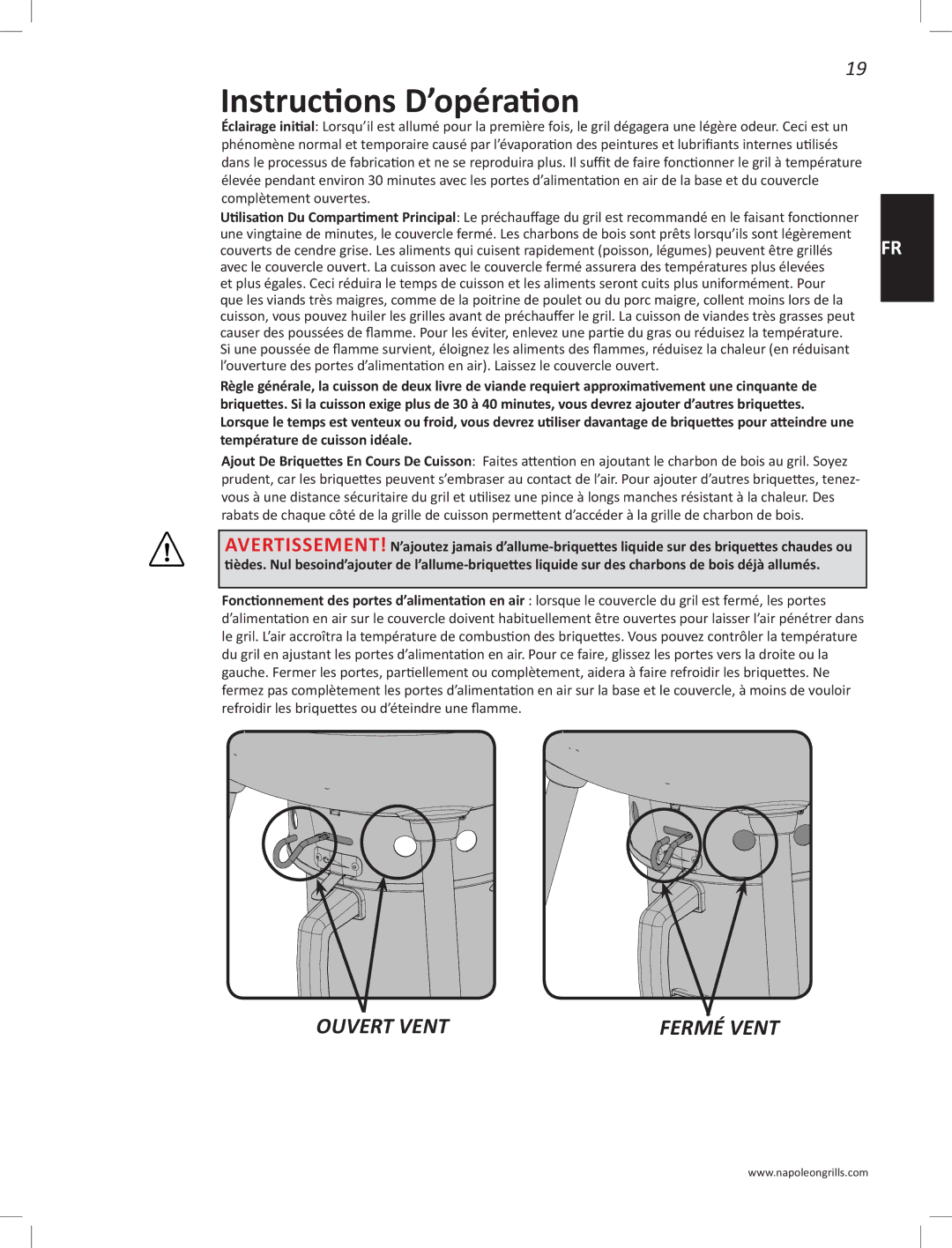 Napoleon Grills PRO22K-LEG manual Instructions D’opération 