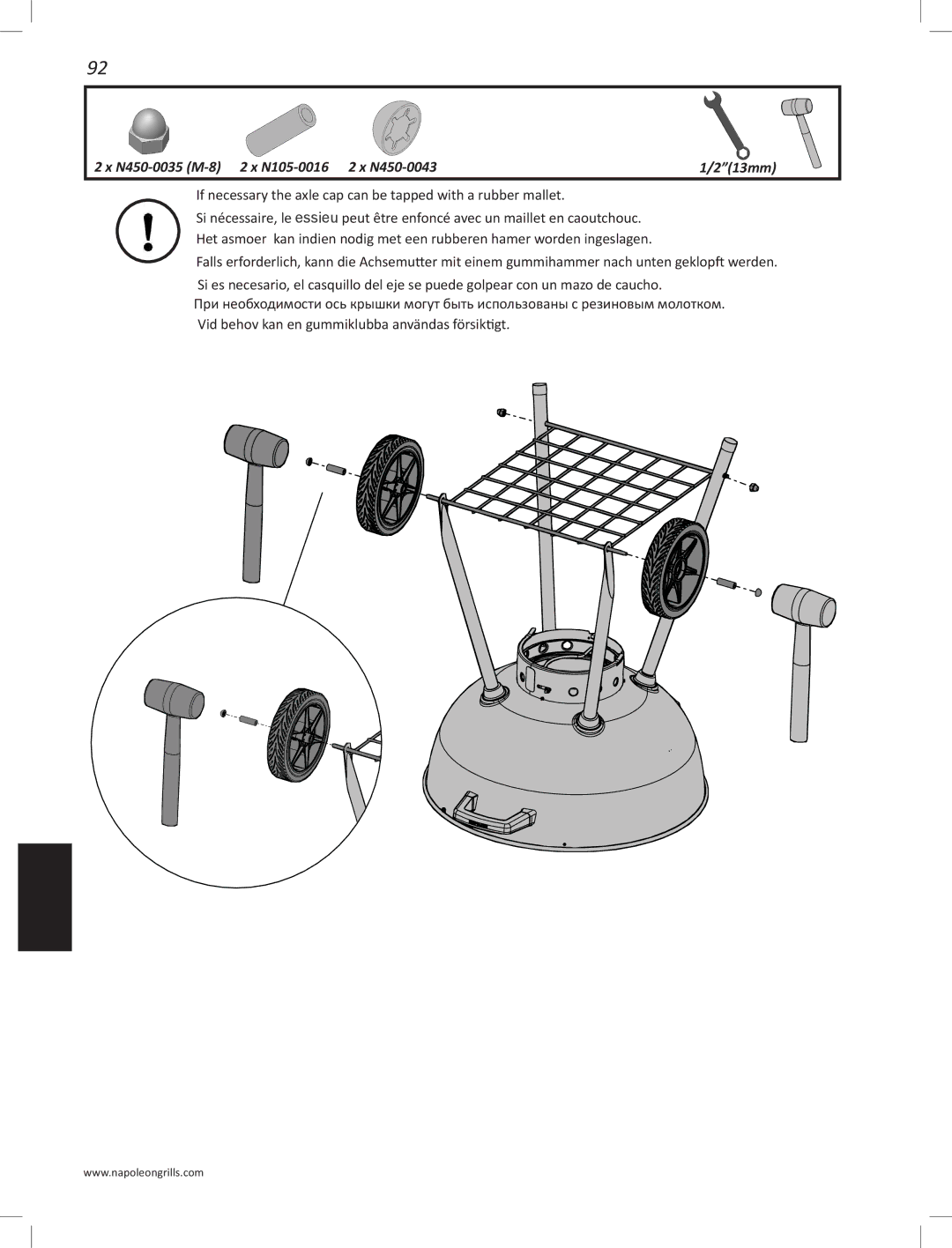 Napoleon Grills PRO22K-LEG manual N450-0035 M-8 2 x N105-0016 2 x N450-0043 213mm 