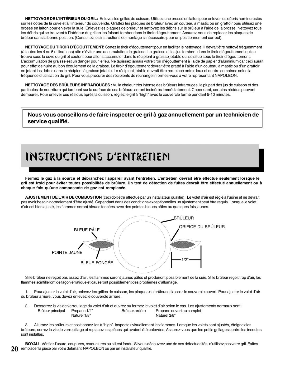 Napoleon Grills PT600RB-INFRARE manual Instructions D’ENTRETIEN 