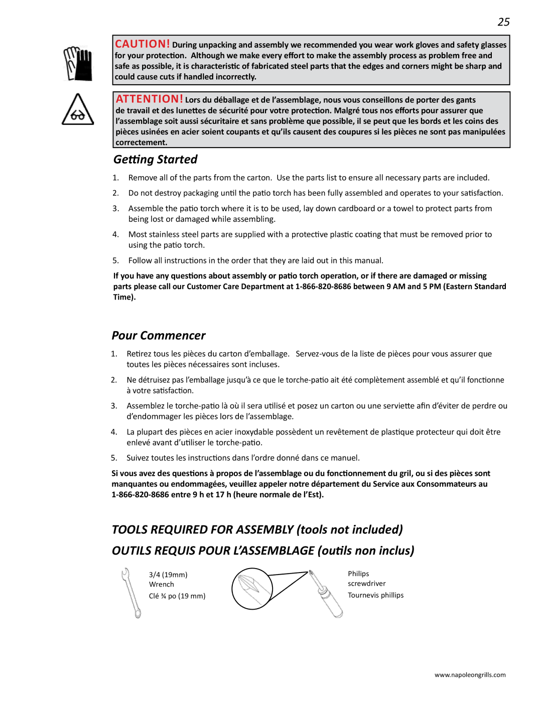 Napoleon Grills PTH31GT manual Getting Started, Pour Commencer 
