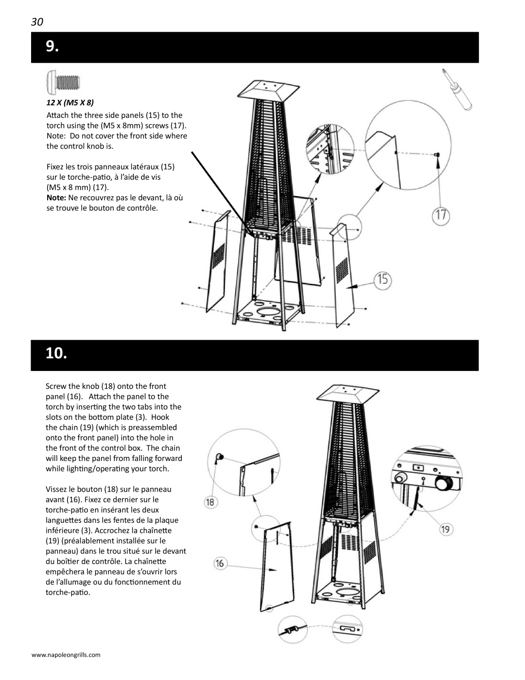 Napoleon Grills PTH31GT manual 12 X M5 X 