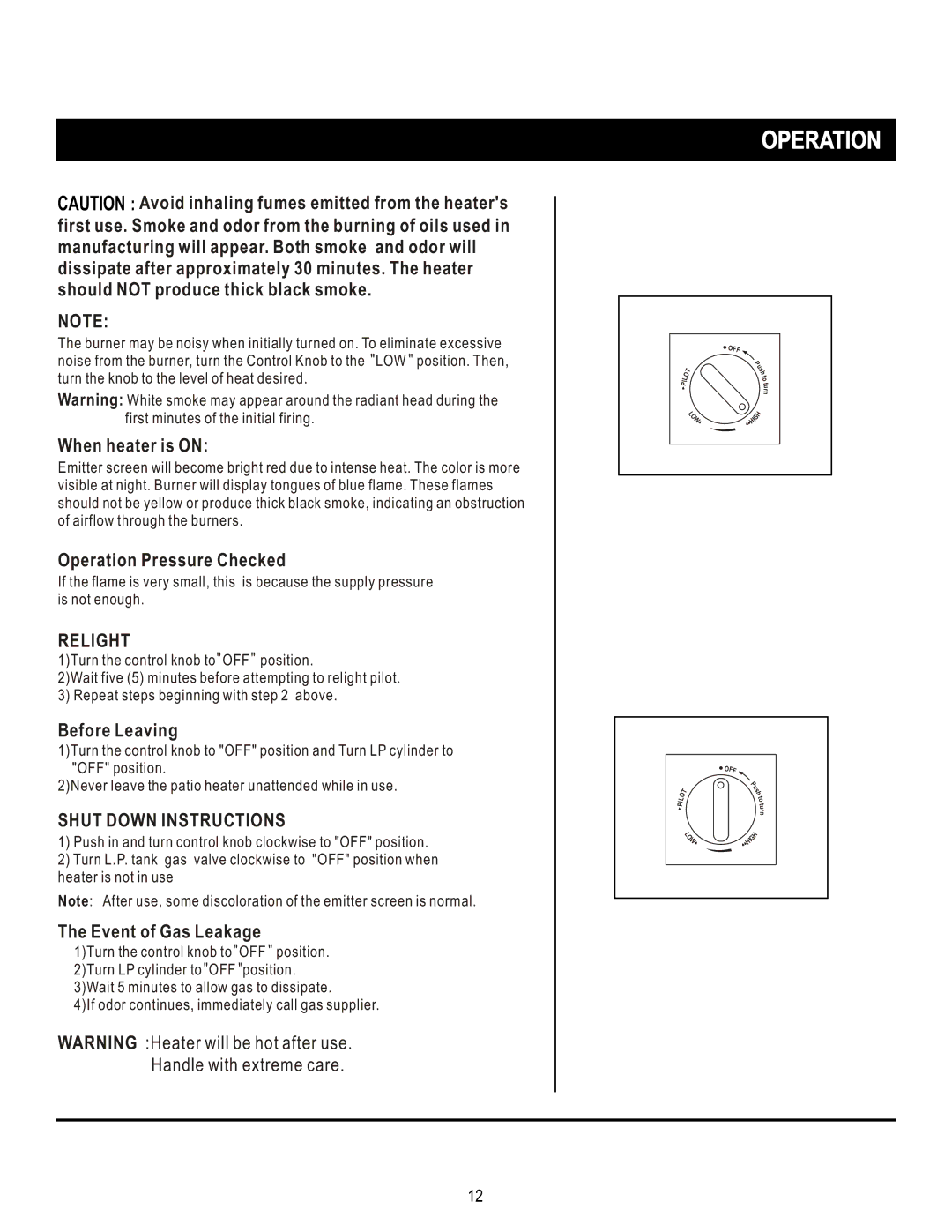 Napoleon Grills PTH38PSS, PTH38PCP, PTH38PGM manual Relight, Shut Down Instructions 