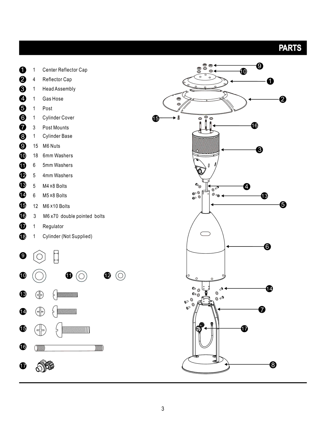 Napoleon Grills PTH38PSS, PTH38PCP, PTH38PGM manual Parts 