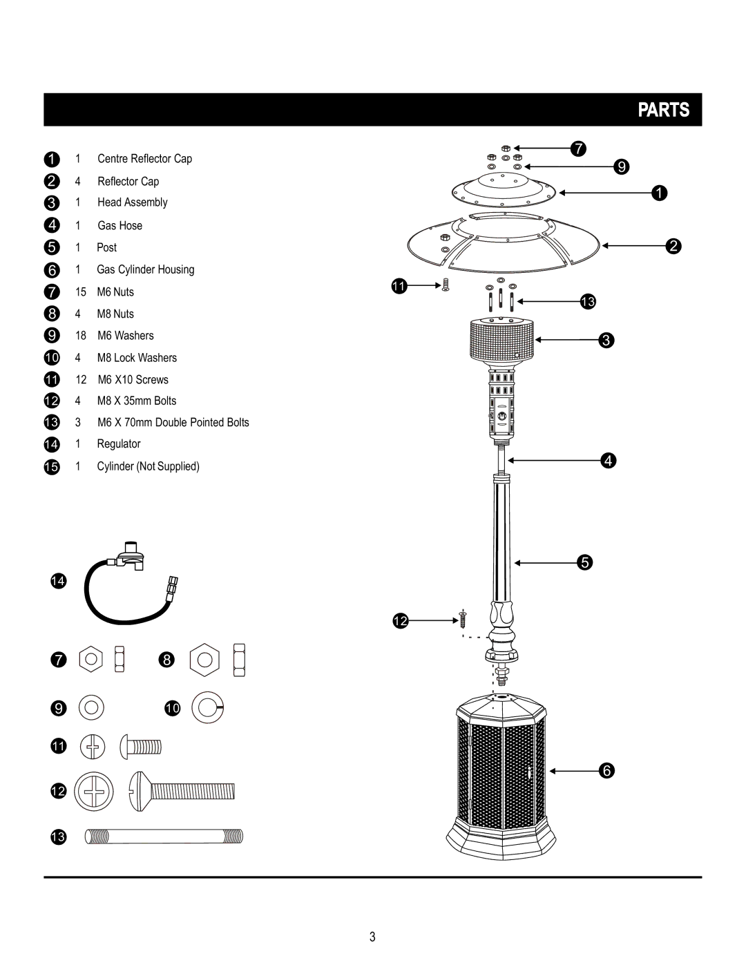 Napoleon Grills PTHC38PK manual Parts 