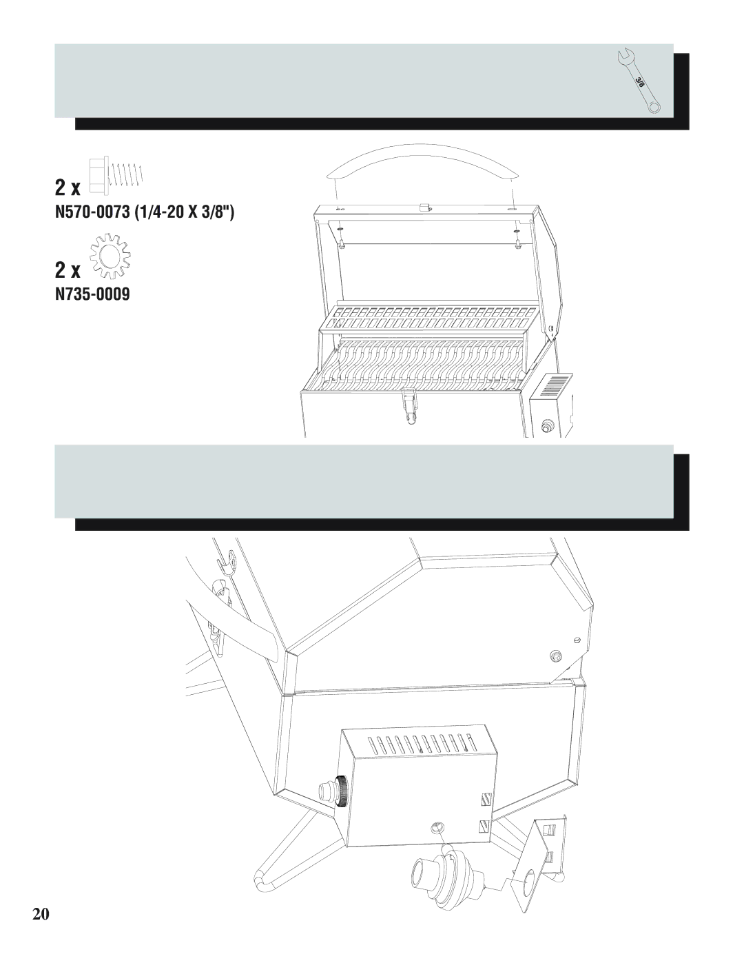 Napoleon Grills PTSS215 manual N570-0073 1/4-20 X 3/8 N735-0009 