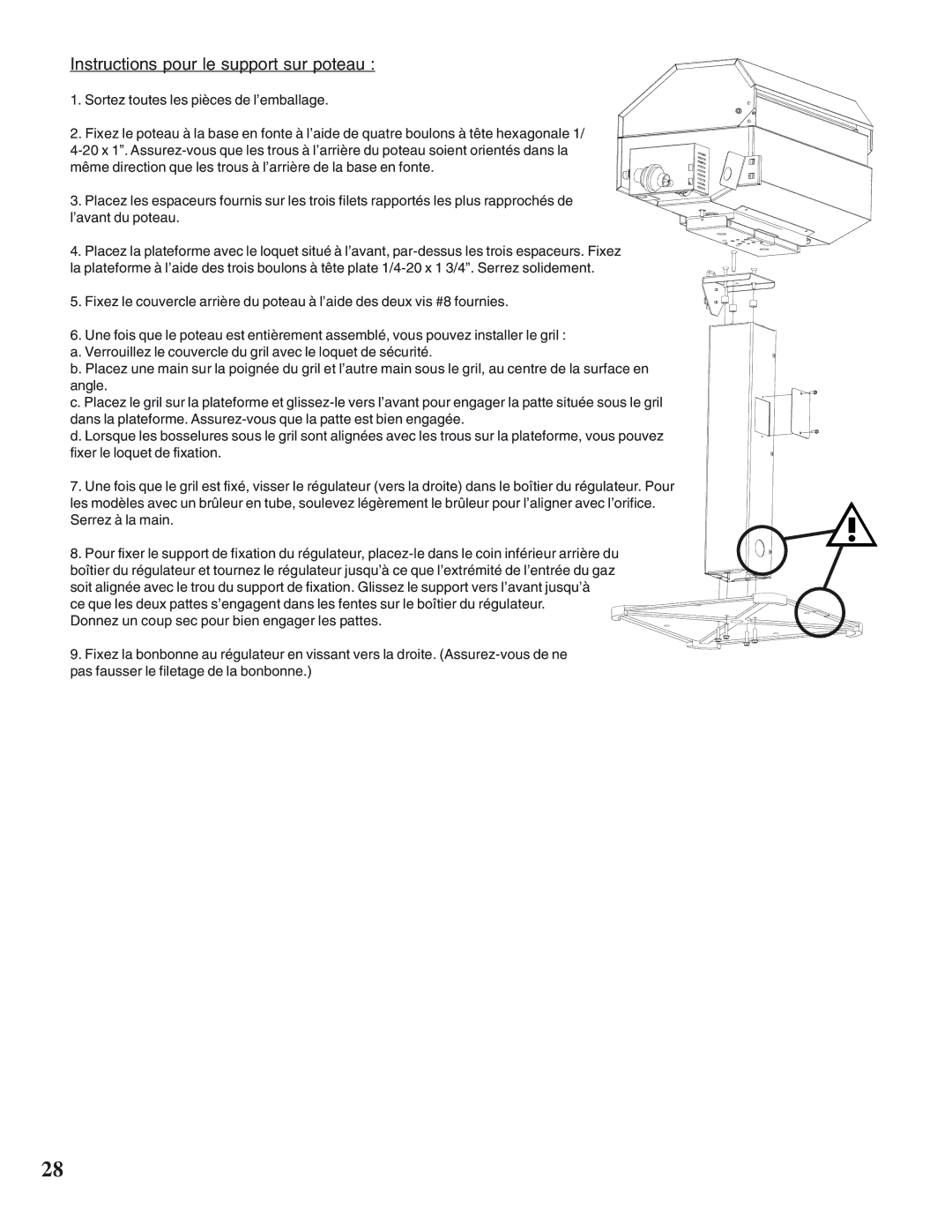 Napoleon Grills PTSS215 manual Instructions pour le support sur poteau, Sortez toutes les pièces de l’emballage 