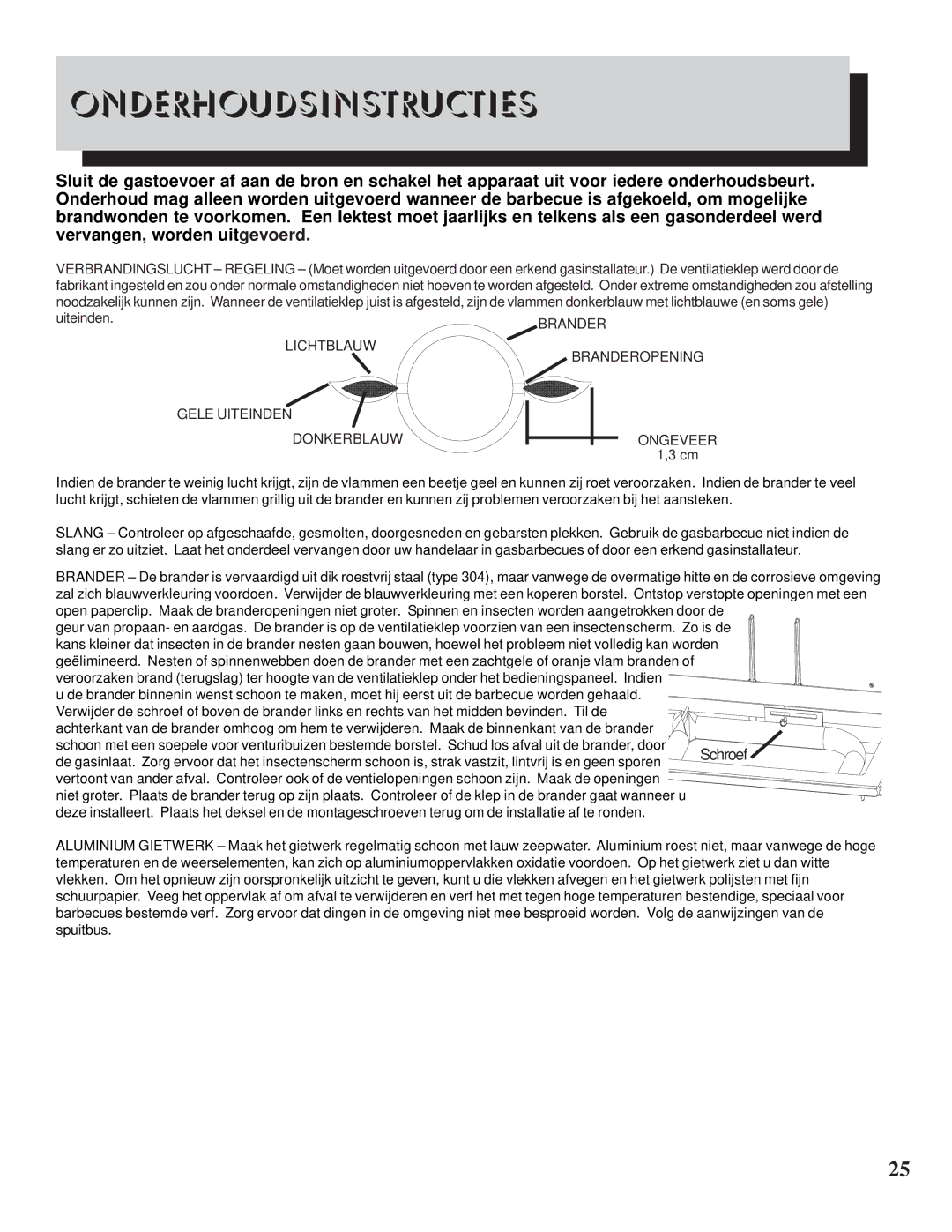 Napoleon Grills U405 manual Onderhoudsinstructies 