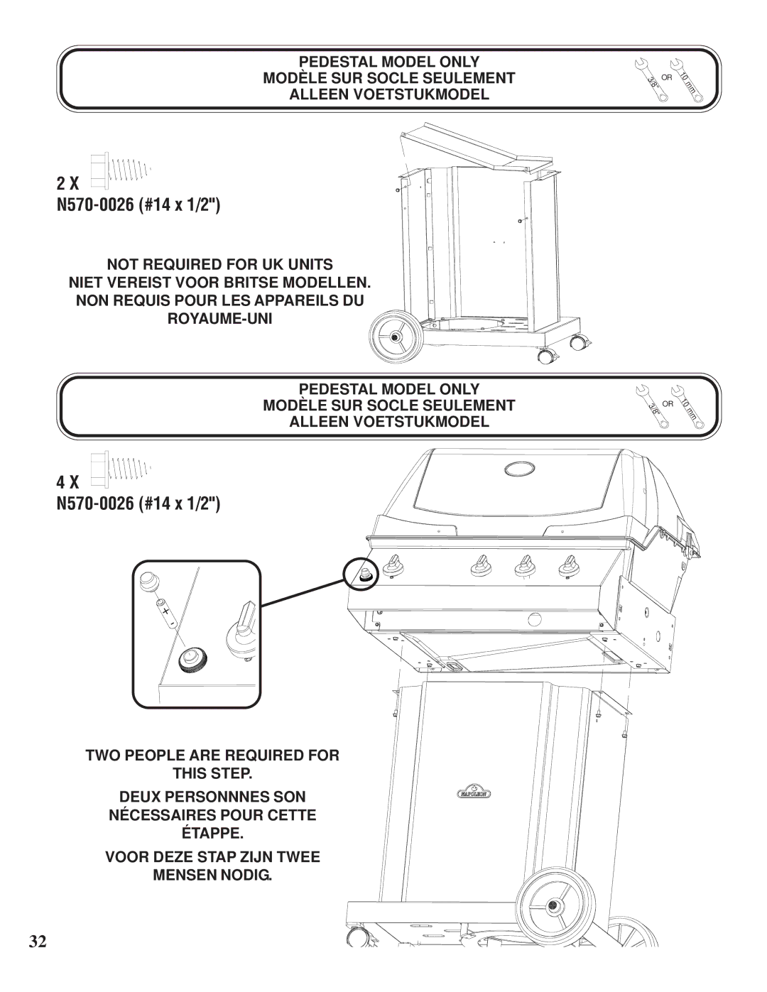 Napoleon Grills U405 manual N570-0026 #14 x 1/2 