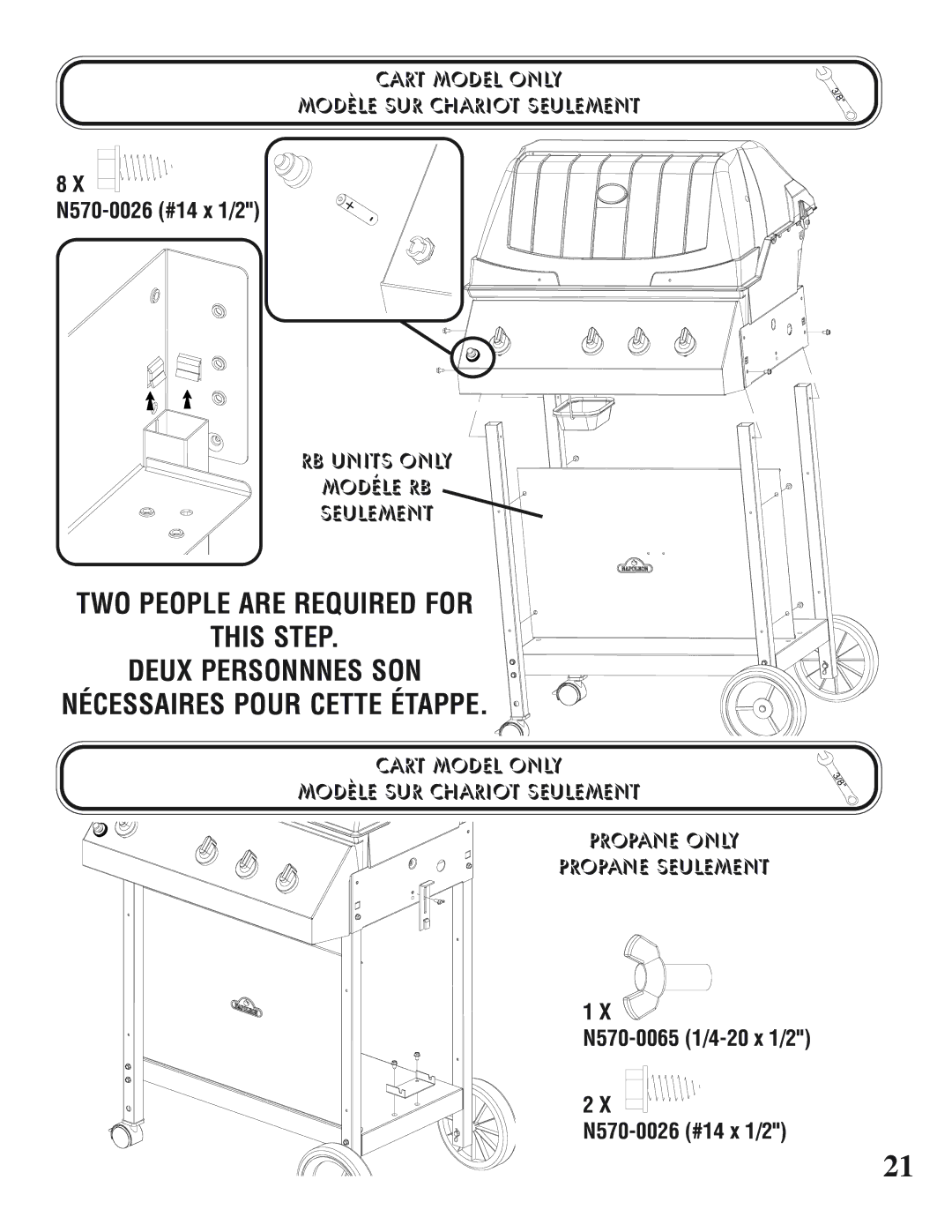 Napoleon Grills UP405 manual N570-0026 #14 x 1/2 