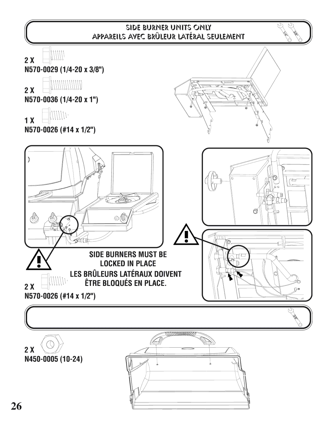 Napoleon Grills UP405 manual N570-0026 #14 x 1/2 N450-0005 