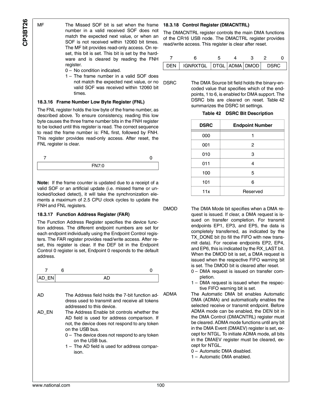 National CP3BT26 manual Dsrc 