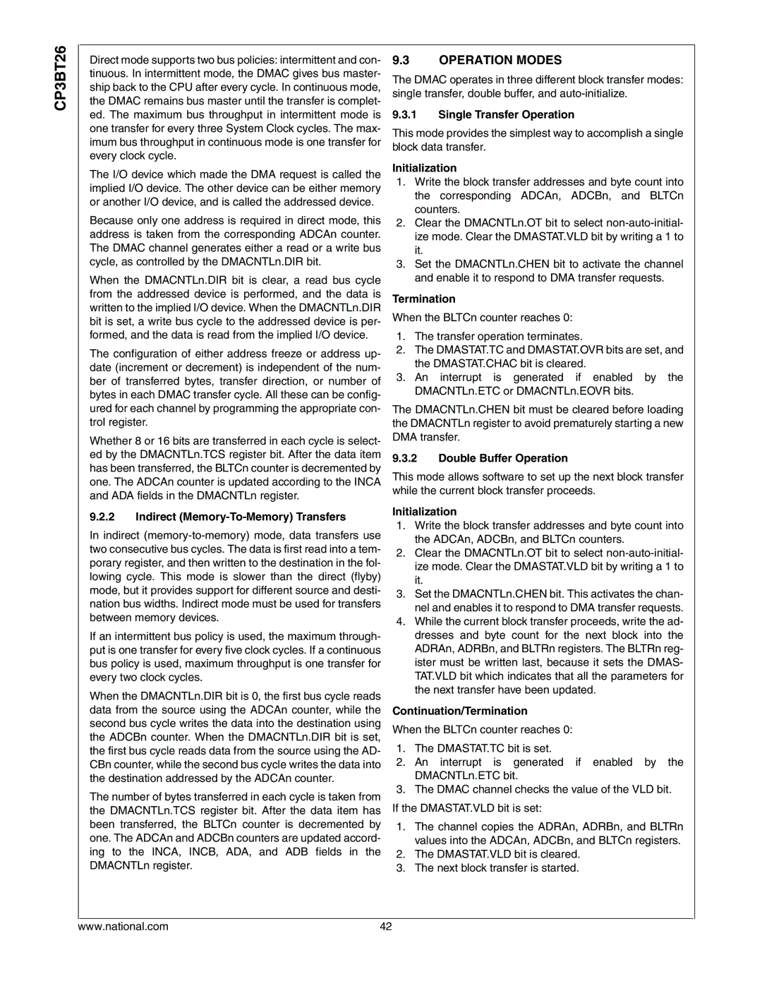 National CP3BT26 manual Operation Modes 